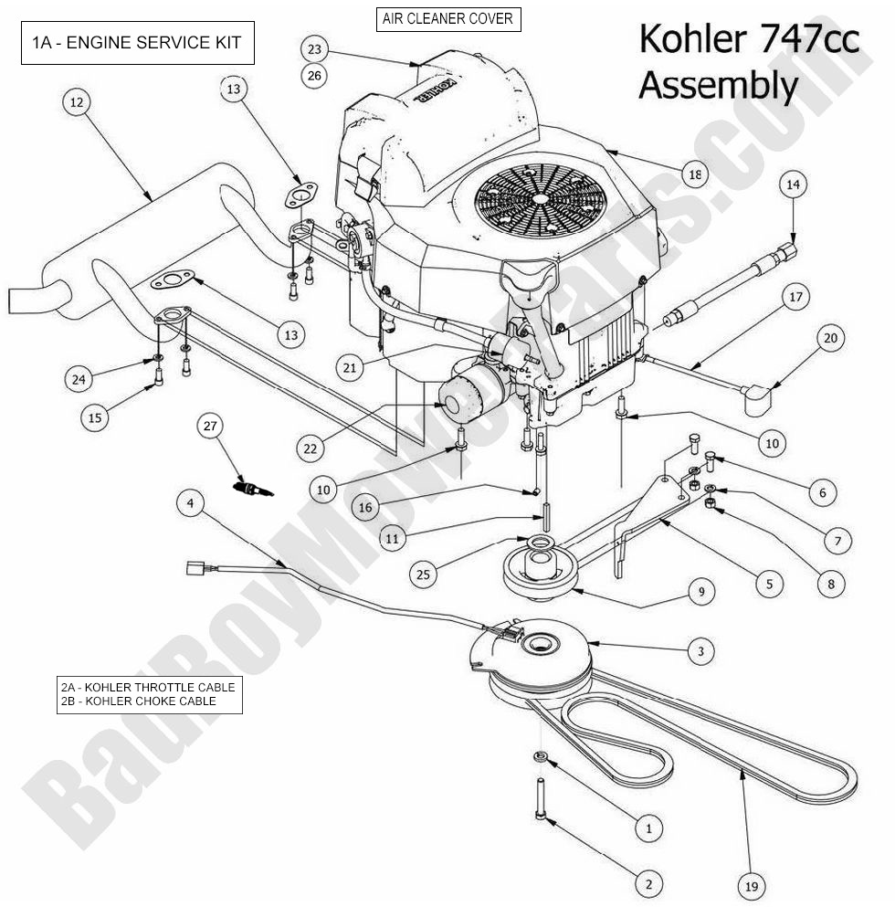 1000 - Bad Boy Mower Parts Lookup > 2014 > Outlaw & Outlaw Extreme > Engine - Kohler ZT740
